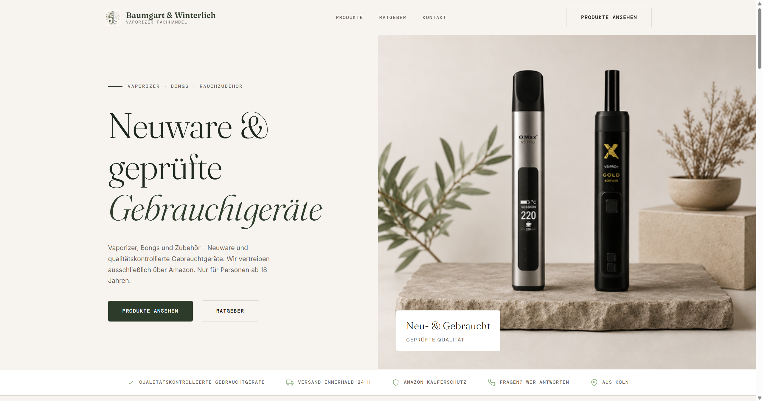 Screenshot der Webseite von Baumgart & Winterlich